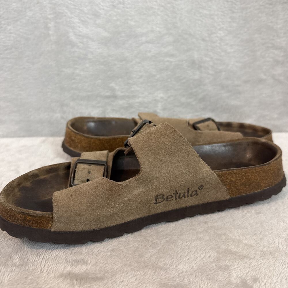 Betula Birkenstock Women's 7 Brown Arizona Suede Slip On Buckle Sandals 38